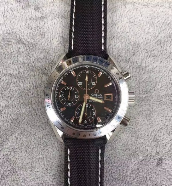 Omega Speedmaster 3210 Black Dial Black Nylon Strap A7750