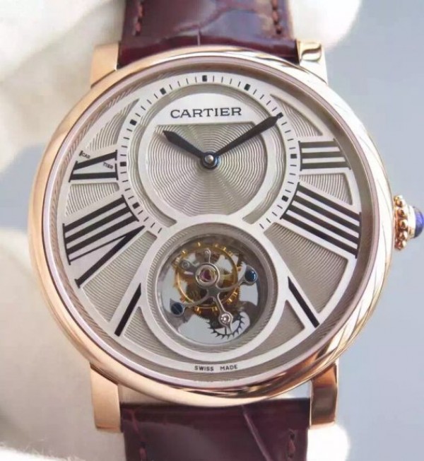 Cartier Rotonde De Cartier Tourbillon RG Leather Strap