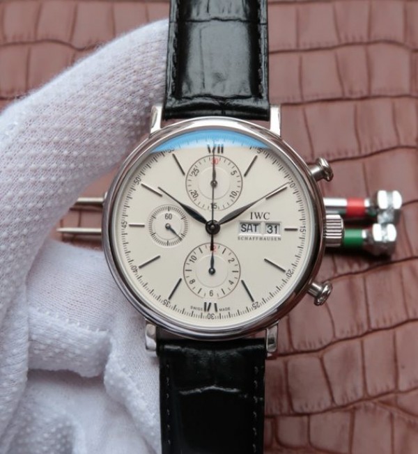 IWC Portofino Chrono IW391001 White Dial Leather Strap