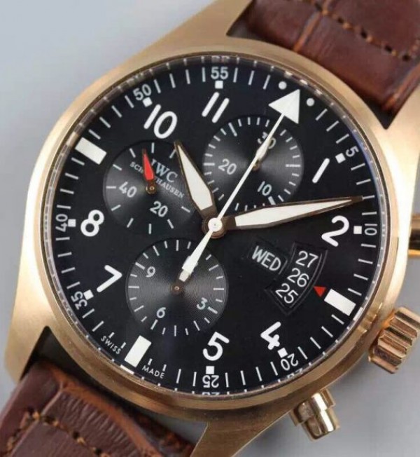 IWC V6 Pilot Chrono RG IW377706 Black Dial A7750