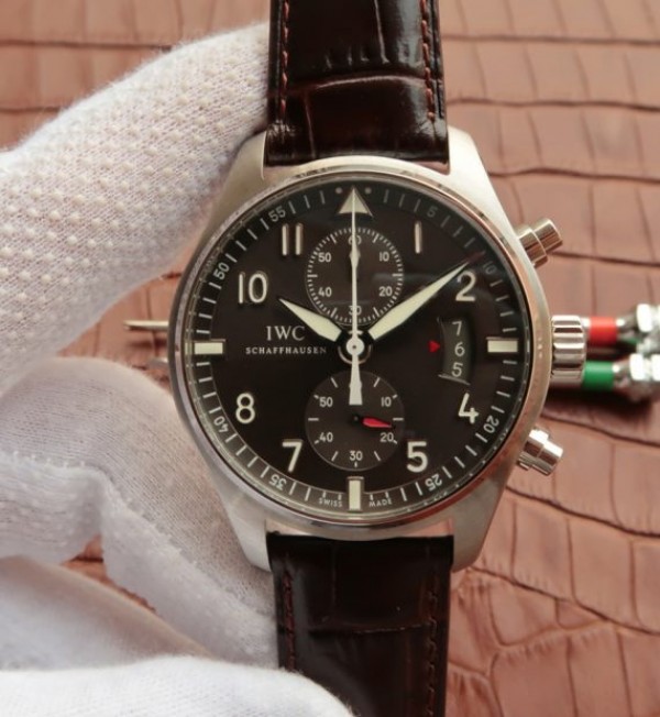 IWC ZF Pilot Chrono SS IW387802 Leather Strap A7750