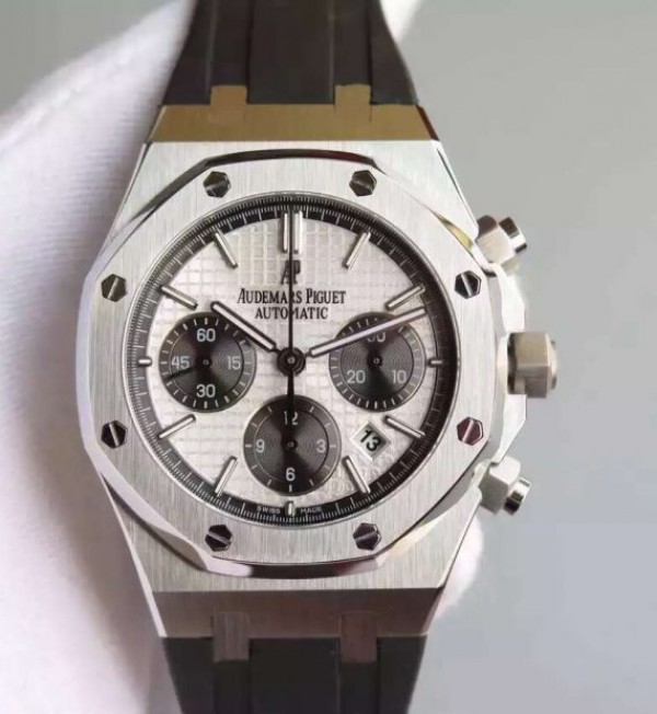 Audemars Piguet Royal Oak Chronograph SS White Dial Rubber Strap A7750