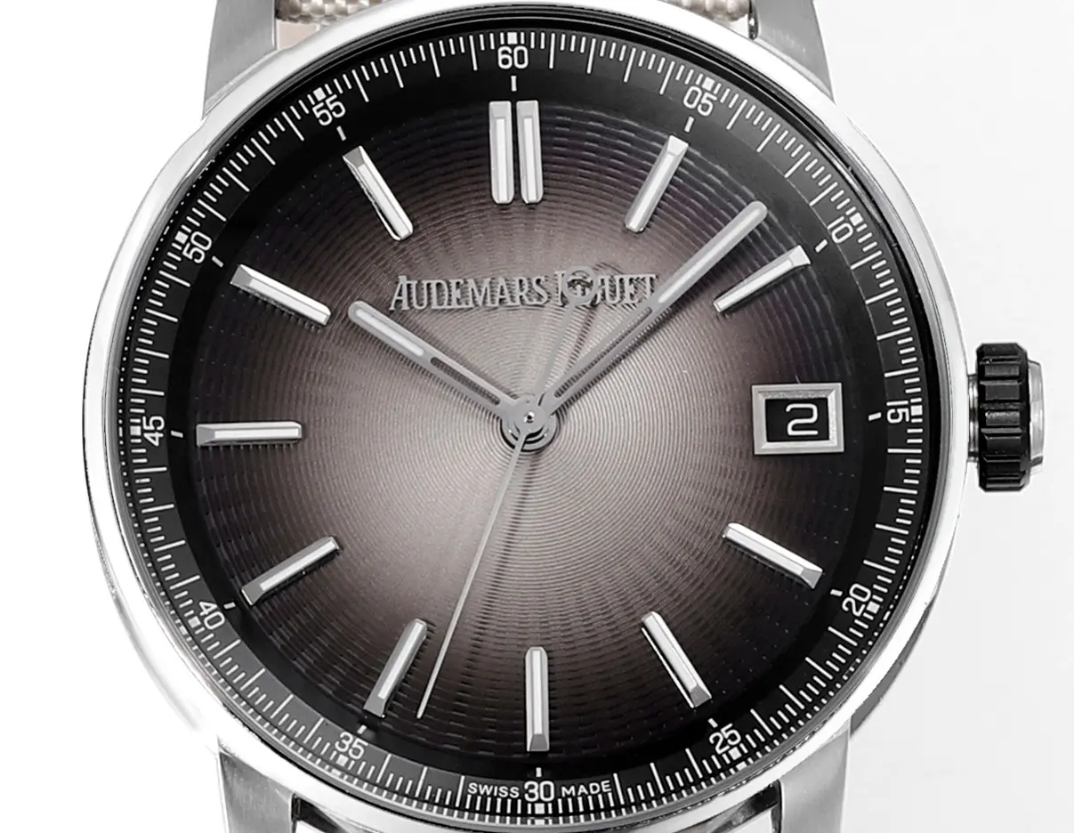 watch Audemars Piguet CODE 11.59 Stainless Steel Watch with Smoked Dial and Beige Fabric Strap, 41mm - view 3