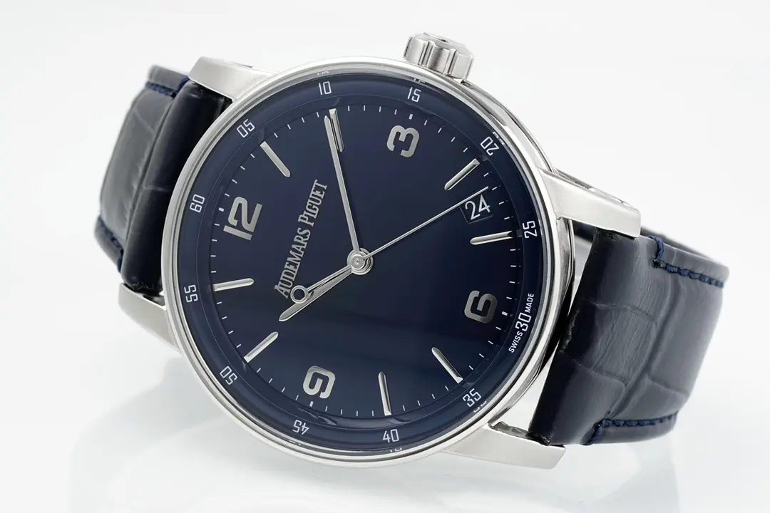 watch Audemars Piguet CODE 11.59 Blue Dial Three-Hand Automatic Watch with Leather Strap - view 6