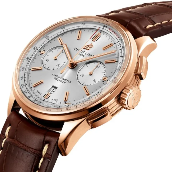 Breitling Premier Men Automatic Silver Alligator Watch RB0118371G1P1 - view 3
