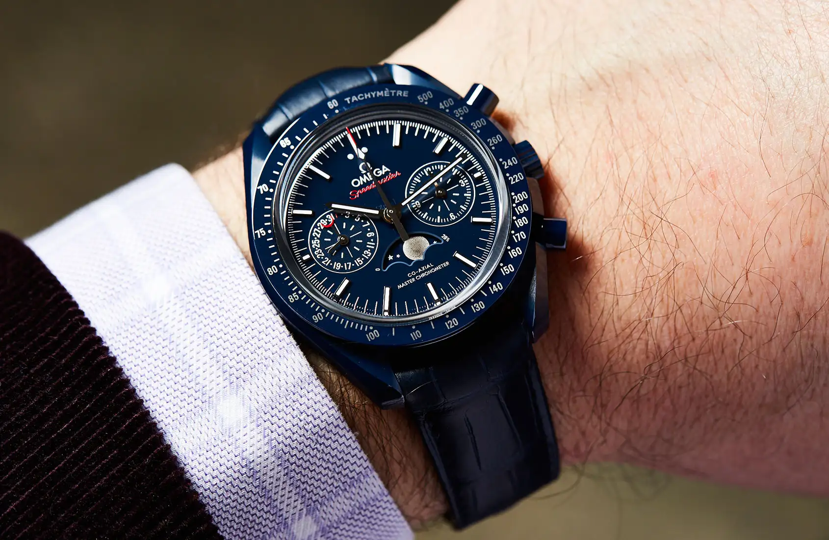Omega Speedmaster Men Automatic Blue Leather Watch O30493445203001 - view 4