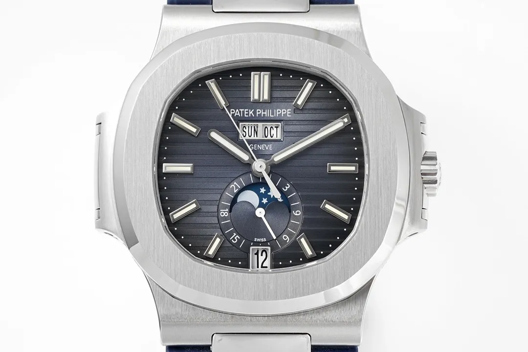Patek Philippe Blue Nautilus Rubber Strap Watch - view 3