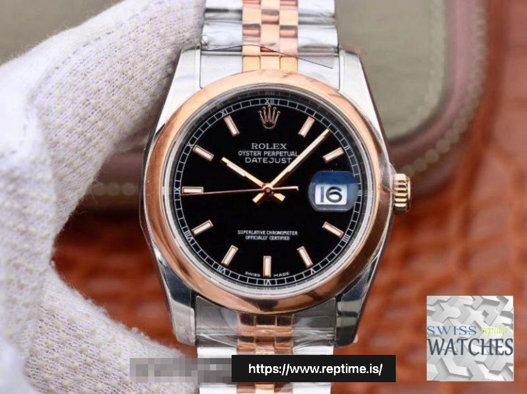 ROLEX DATEJUST BLACK DIAL STAINLESS STEEL 36MM SWISS REPLICA 126201.1 - view 3