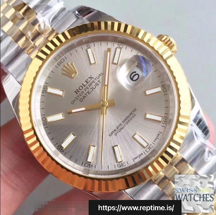 ROLEX DATEJUST SILVER DIAL SAPPHIRE CRYSTAL 41MM SWISS REPLICA m126333.0004 - view 5