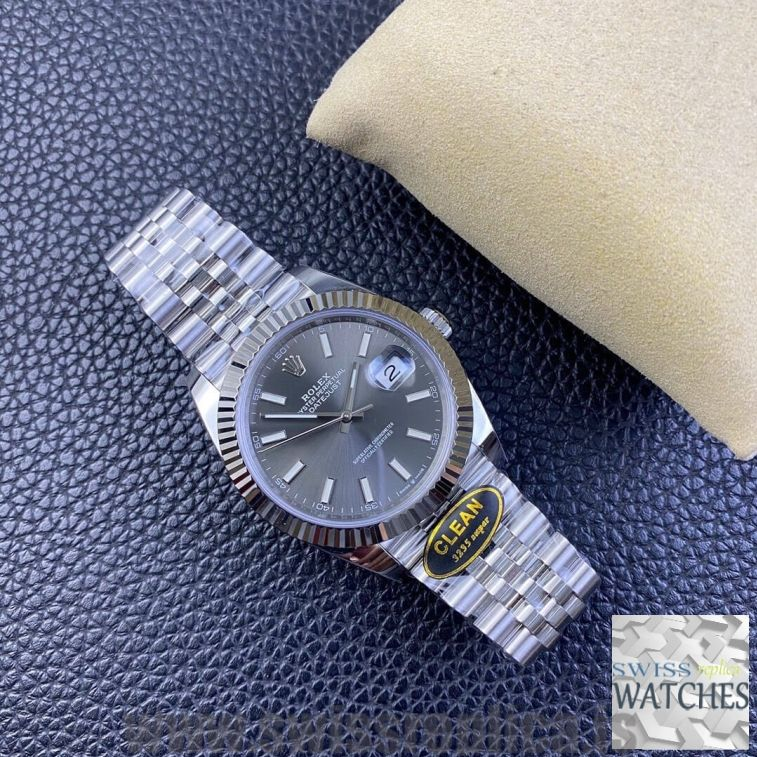 ROLEX DATEJUST GRAY DIAL STAINLESS STEEL 41MM SWISS REPLICA m126334.0024 - view 10