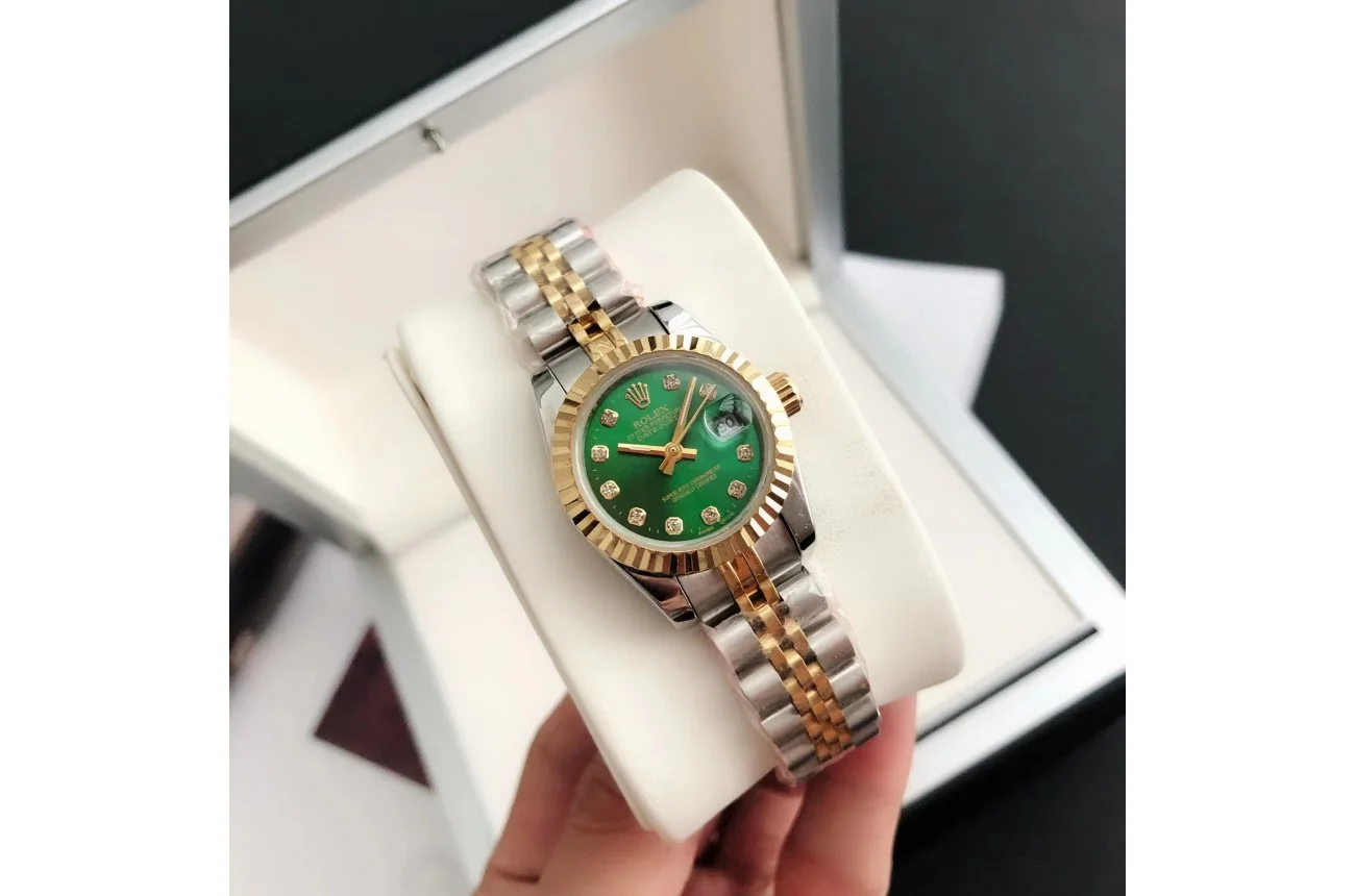Couple Watches Rolex Datejust 36/28mm RG/SS Jub Green/Dial - gallery