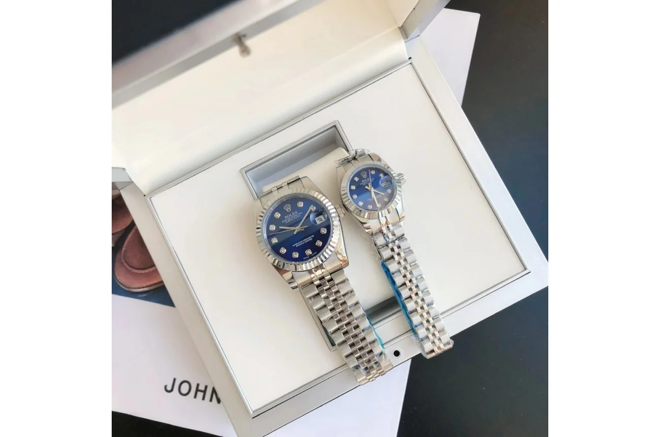 Couple Watches Rolex Datejust 36/28mm SS/SS Jub Blue/Dial - view 4