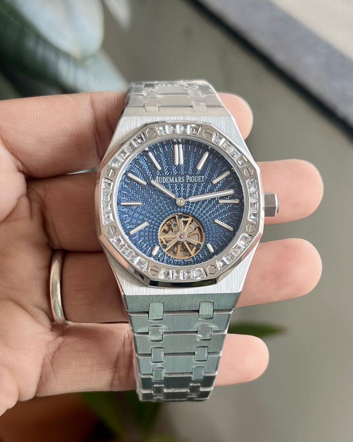 Audemars Piguet Flying Tourbillon Diamond Bezel Blue Dial