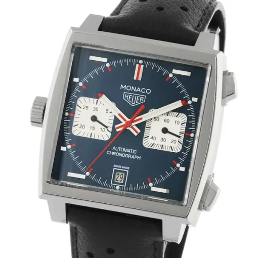 TAG Heuer Monaco Men Automatic Blue Leather Watch CAW211P.FC6356 - view 5